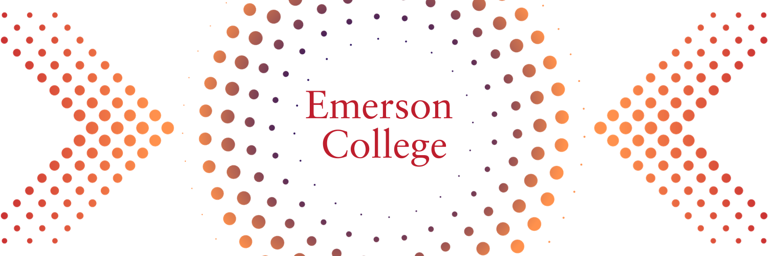 Dotted arrows and circles in shades of red, purple, and orange. Red text: Emerson College.