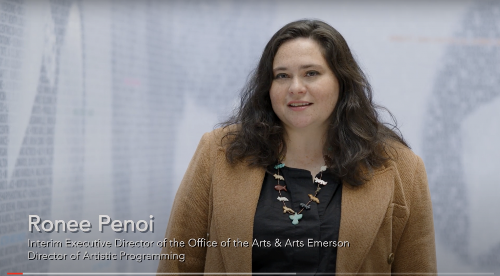 YouTube video of Ronee Penoi, Interim Director Office of the Arts and Director of Artistic Programming for ArtsEmerson