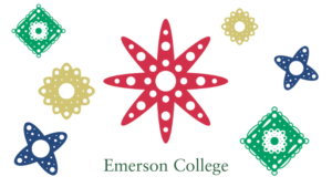 Header of different graphic shapes of squares, circles, and diamonds, in colors of dark blue, green, red, and beige. Text in green: Emerson College