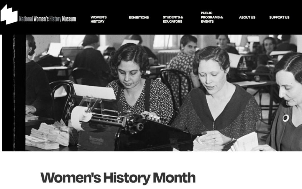 National Women's History Museum website for Women's History Month.