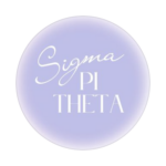 Sigma Pi Theta logo: white text Sigma Pi Theta against a light purple background.