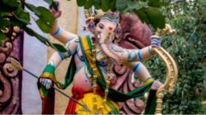 Procession of a beautiful idol of Lord Ganesha in Mumbai.