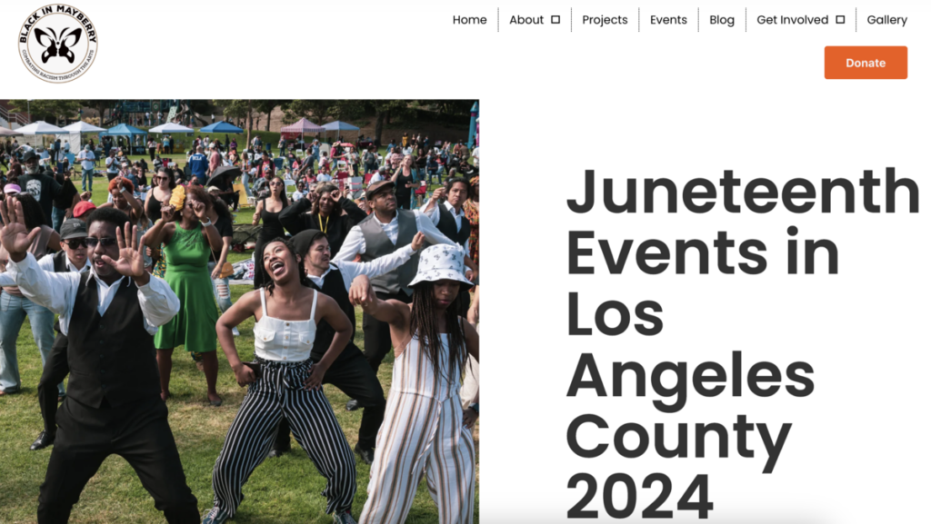 Large gathering of people celebrating Juneteenth in Los Angeles County.