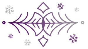 Abstract snowflakes in dark purple fading to gray.