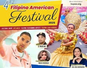 "4th Filipino American Festival" over a yellow rectangle, 