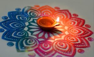 Rangoli made using stencil on Diwali festival celebration. Photo Credit: Jyoti Singh.