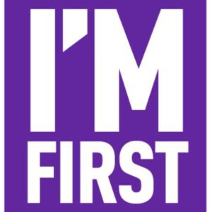 The words "I'm First" over a purple background