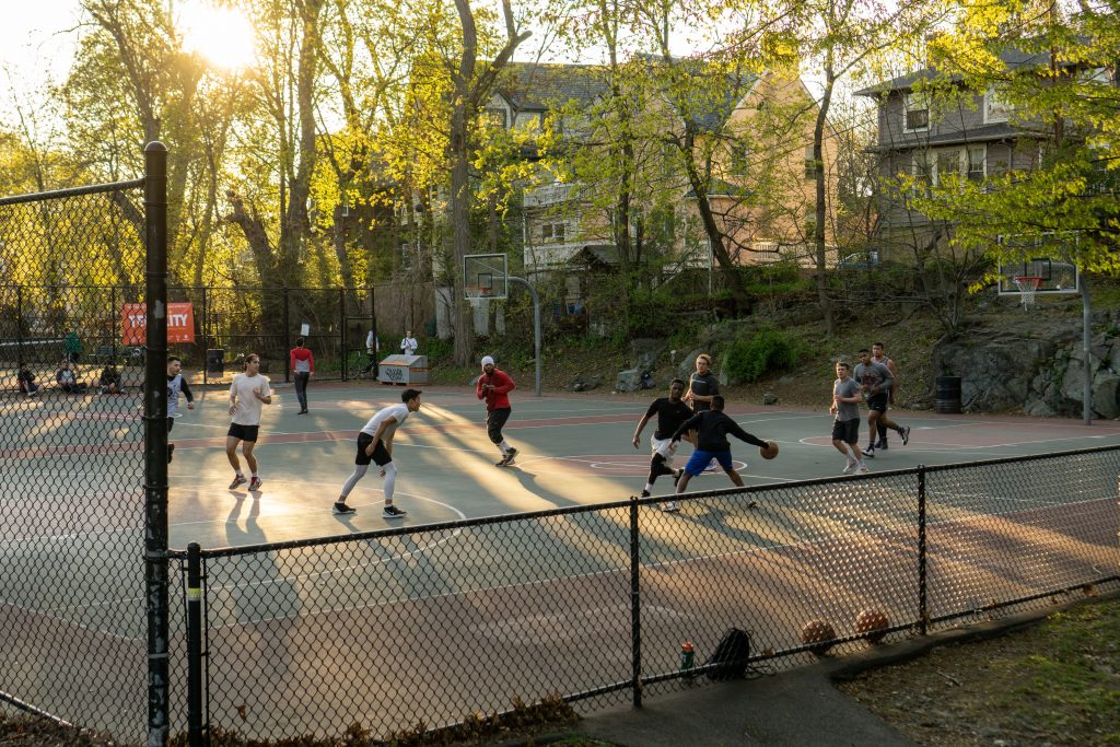 A photo of men playing basketball at Ringer Park 