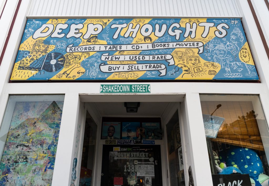 The entryway to Deep Thoughts Record Store