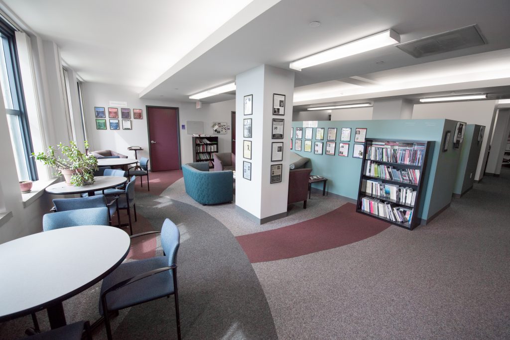 The Writing, Literature, and Publishing grad student lounge is a great place to study.