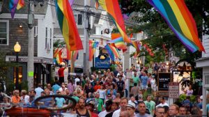 Attendees celebrate at the Provincetown Pride festival, just a short ferry ride from Boston Pride