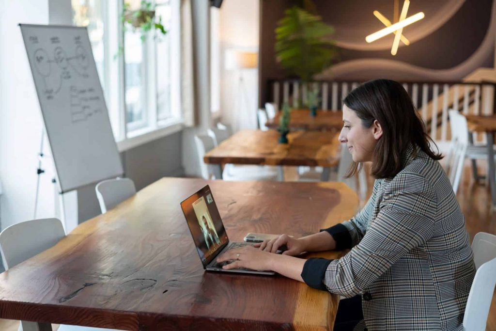 Film student attending online meeting