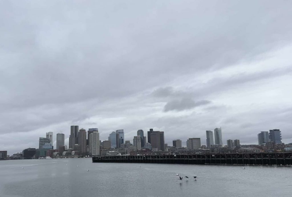 The Boston skyline viewed from Piers Park