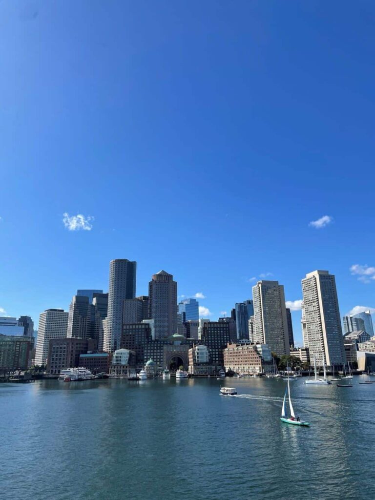A view of the Boston skyline from the harbor