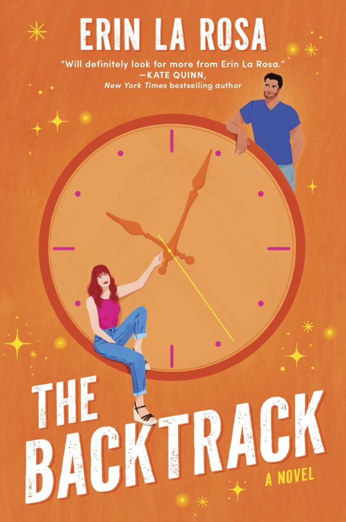 The cover is mostly all orange, featuring a big analog clock in the center with two cartoon characters, one female and one male, on either side of the clock looking over at each other.