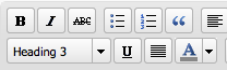 screenshot of formatting buttons in wordpress