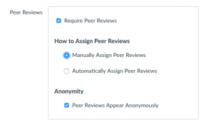 Image showing the Require Peer Reviews option selected
