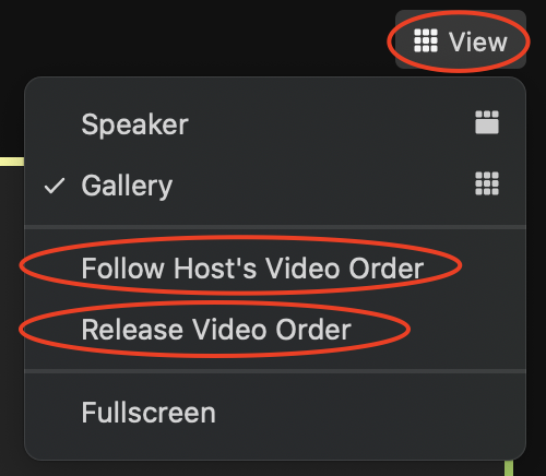 Screenshot demonstrating process of following/releasing video order, as described on page.