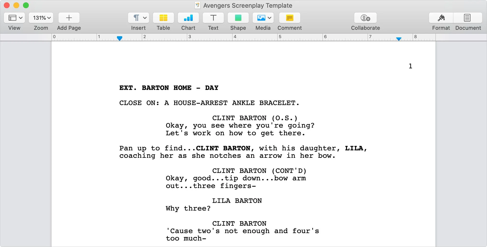 A screenplay inside of Final Draft