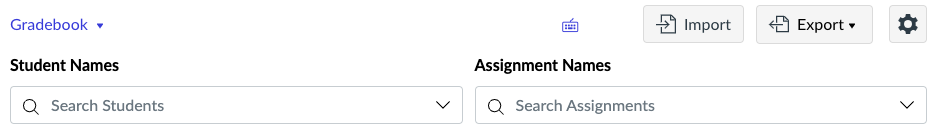 Search bars at top of gradebook