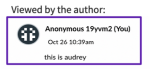 A screenshot of a discussion post heading show how it is viewed by the author of the post. The name of the poster is shown as "Anonymous 19yvm2 (You)."