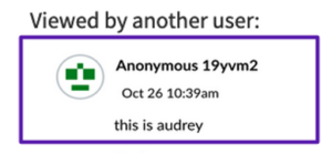 A screenshot of a discussion post heading show how it is viewed by another user who is not the author of the post. The name of the poster is shown as "Anonymous 19yvm2."