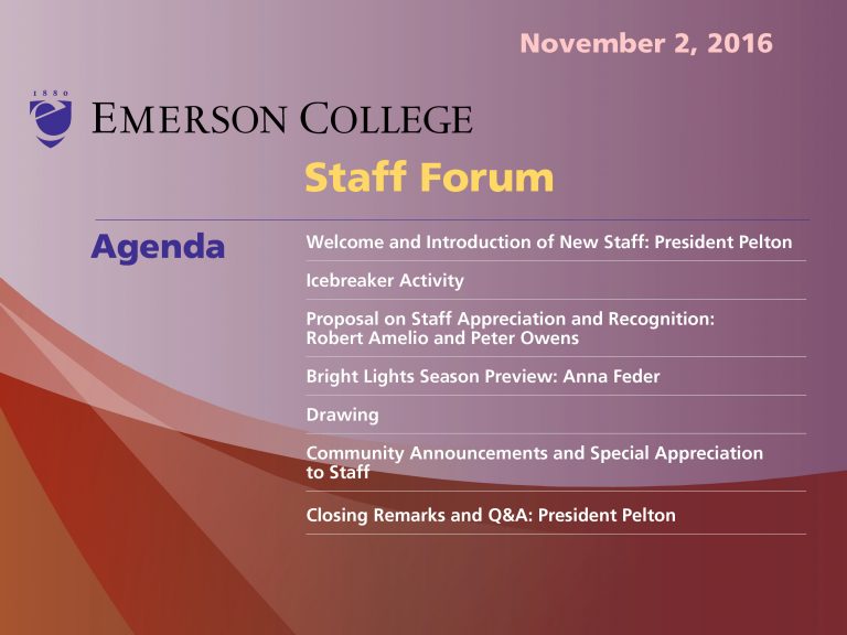 November 2 Staff Forum Recap