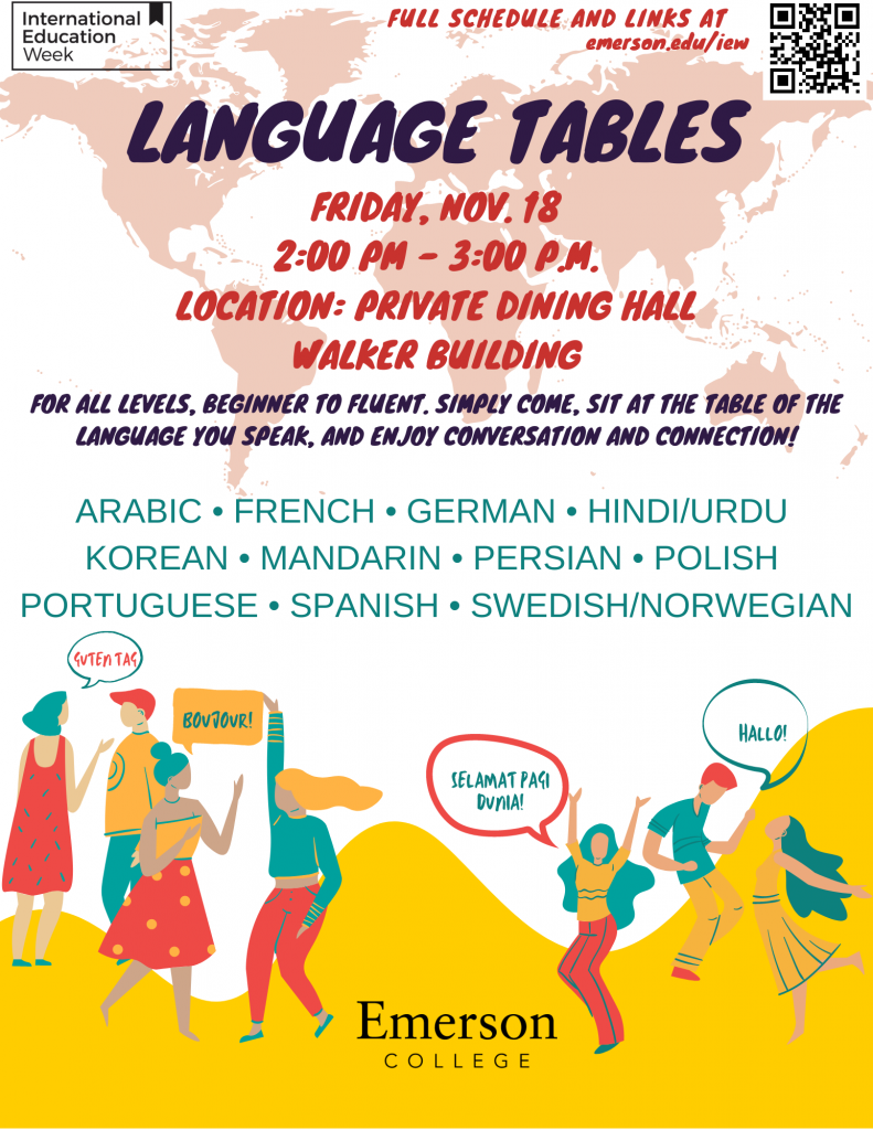 Invitation to event during International Education Week for people to converse with others in different languages