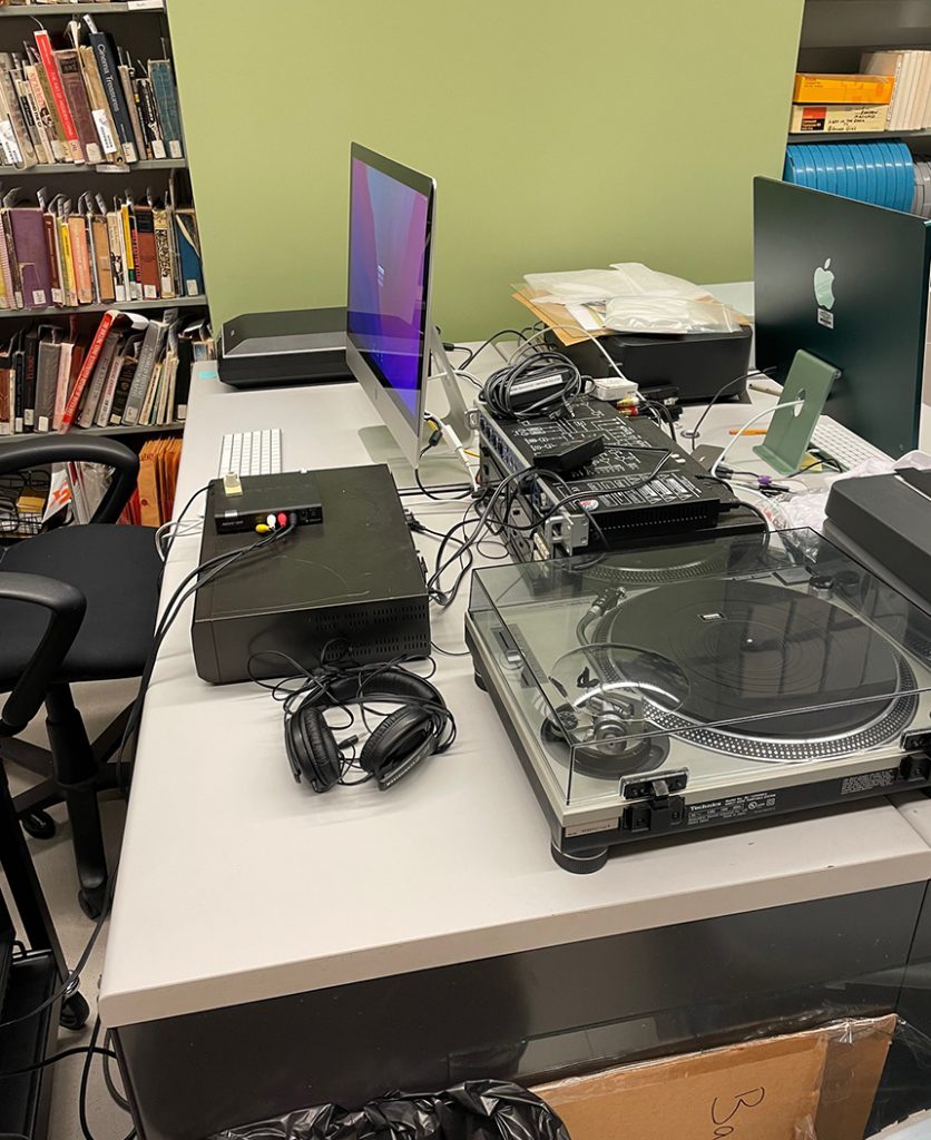 Digitization equipment sits on a desk