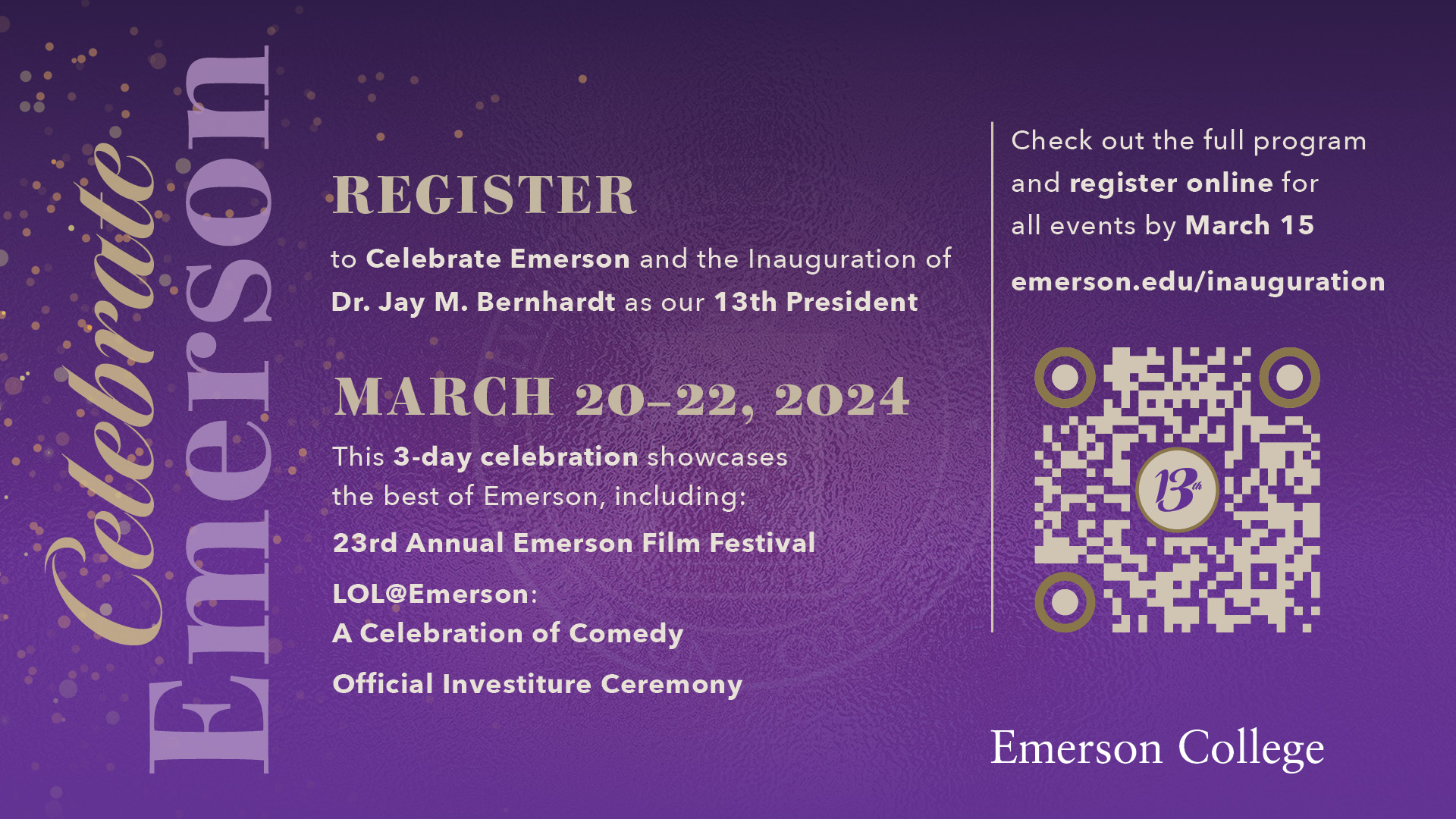 RSVP for Inauguration events by March 15 at emerson.edu/inauguration
