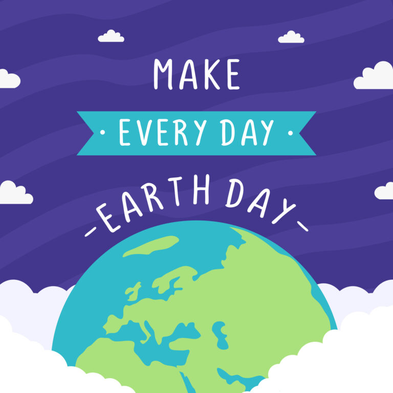 Graphic of Earth in clouds with the message "Make Every Day Earth Day"