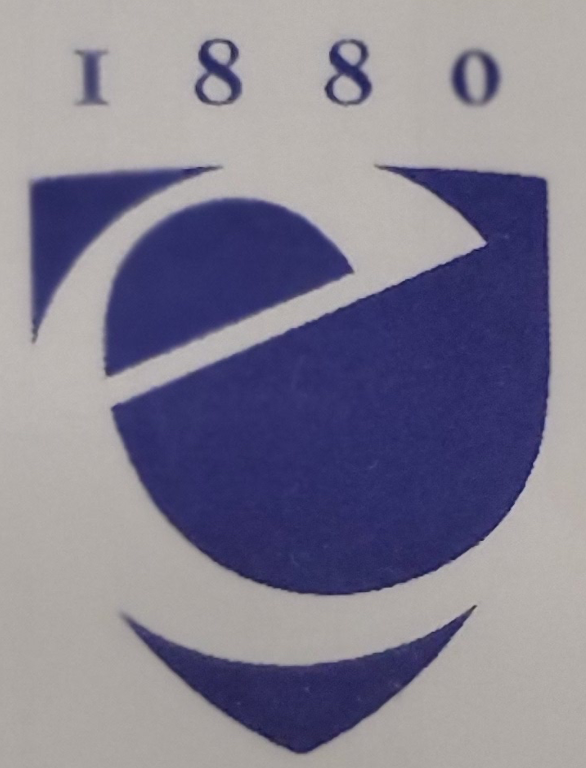 Emerson College logo from the 1990s and 2000s with the word "1880" and a slanted lowercase e