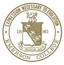 Emerson 2013 seal with the words "Expression Necessary to Evolution Emerson College"